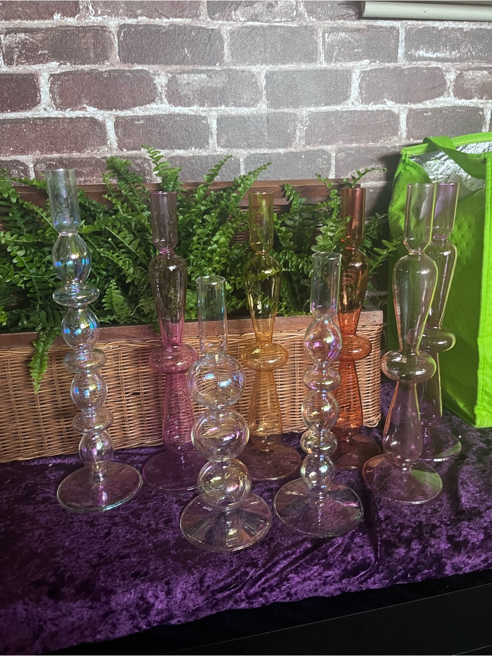 Iridescent Glass Candle Holders - Set